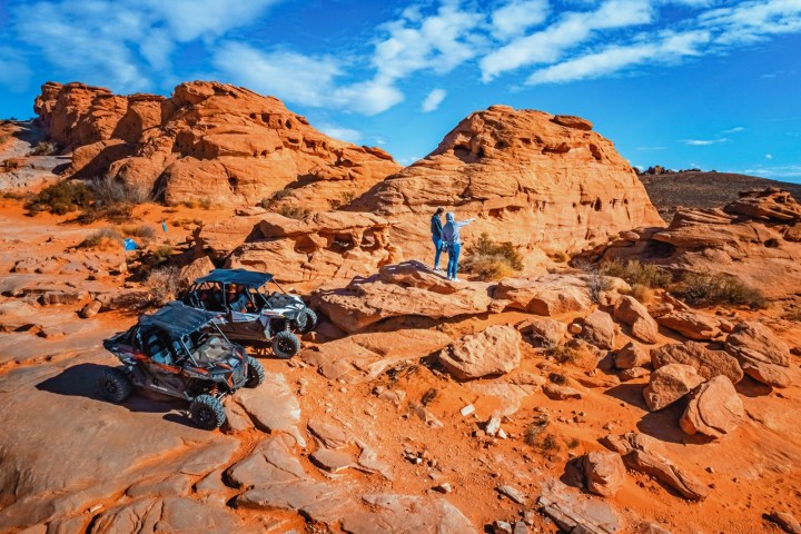 a canyon with a mountain in the desert